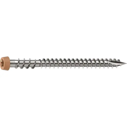 Deck Screw, #10 Thread, 2-1/2 in L, Reverse Upper Thread, Trim Head, Star Drive, Sharp, Type-17 Point Cedar - pack of 350