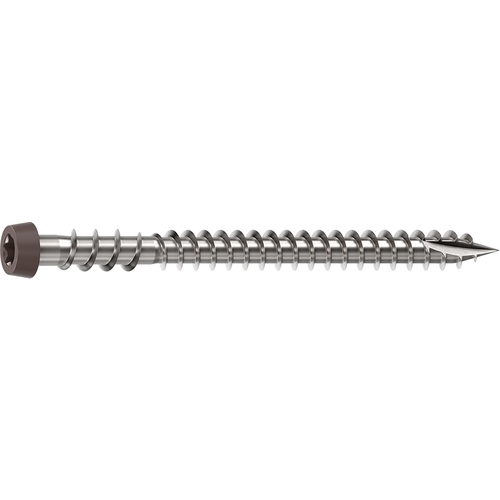 Camo 0367158DS Deck Screw, #10 Thread, 2-1/2 in L, Reverse Upper Thread, Trim Head, Star Drive, Sharp, Type-17 Point Dark Brown - pack of 350