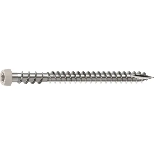 Deck Screw, #10 Thread, 2-1/2 in L, Reverse Upper Thread, Trim Head, Star Drive, Sharp, Type-17 Point Stone Gray - pack of 350