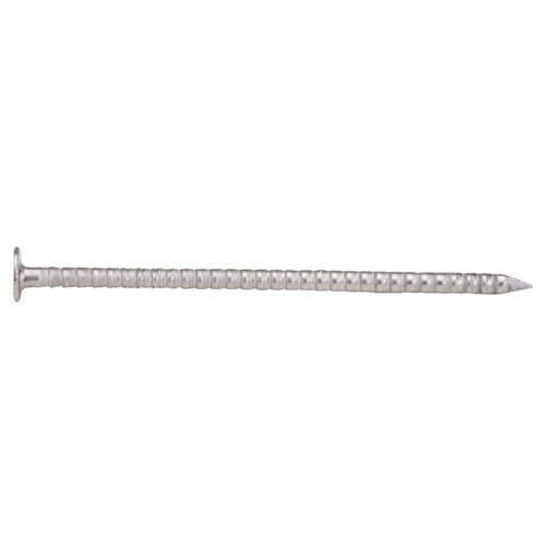 Siding Nail, 1-3/4 in L, 316 Stainless Steel, Checkered Brad Head, Ring Shank, 1 lb