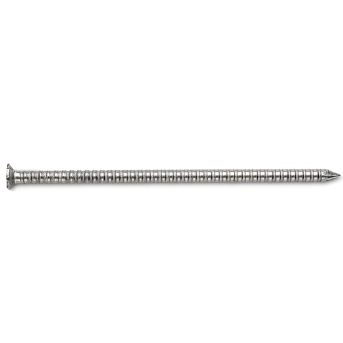 Siding Nail, 8D, 2-1/2 in L, 316 Stainless Steel, Checkered Brad Head, Ring Shank, 5 lb