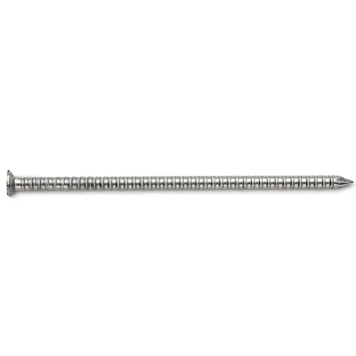 Siding Nail, 8D, 2-1/2 in L, 316 Stainless Steel, Checkered Brad Head, Ring Shank, 5 lb