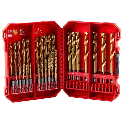 SHOCKWAVE Impact Duty, RED HELIX Series Drill Bit Set, 29-Piece, Steel/Titanium Black Oxide