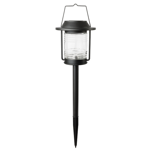 Solar Stake Light, 3IN1, Ribbed Glass Lens Black