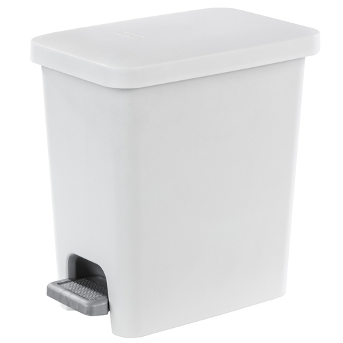 Rectangular Step-on Wastebasket, 2.7 gal Capacity, Plastic, White