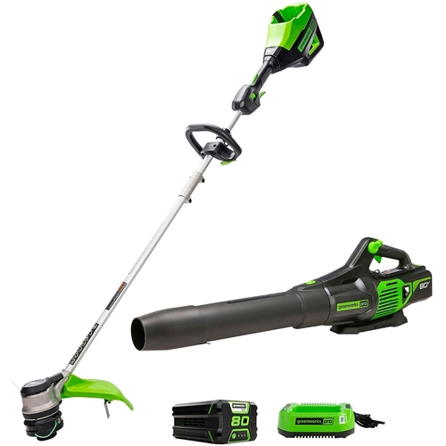 String Trimmer and Leaf Blower Combo, Battery Included, 2.5 Ah, 80 V