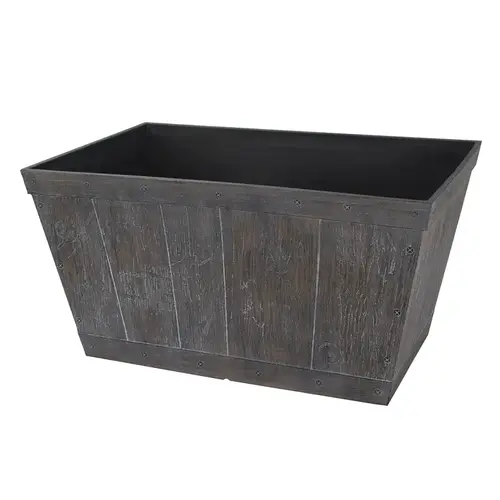 Barn Planter, 24 in W, Rectangle, High-Density Resin, White Wash, White Wash