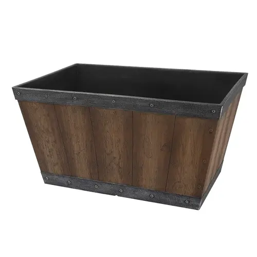 Barn Planter, 24 in W, Rectangle, High-Density Resin, Brown, Brown - pack of 6