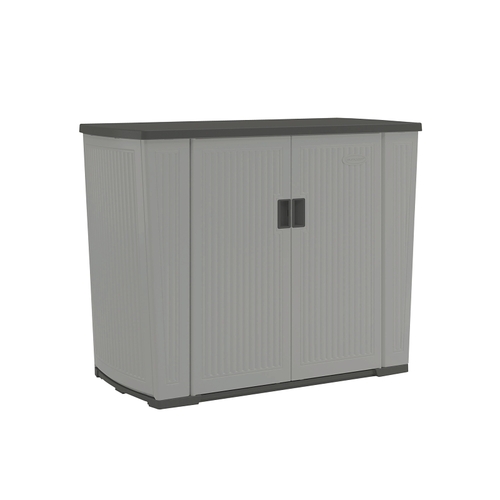 Suncast BMEO1000 Backyard Oasis Deck Box, 49-3/4 in W, 23-1/2 in D, 38 in H, Resin, Dove Gray