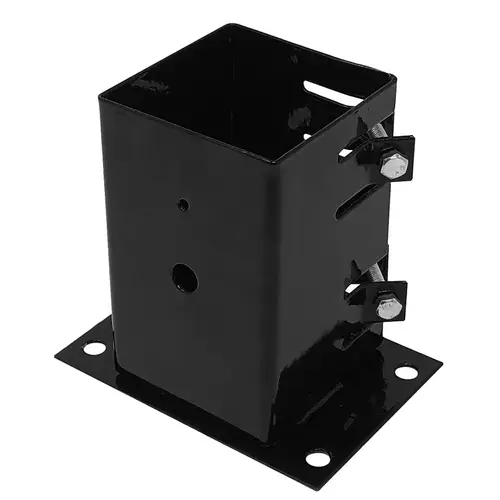 Bolt Down Post Base Anchor, 4 x 4 in Post, 14 ga Gauge, Steel, Black, Gloss/Powder-Coated