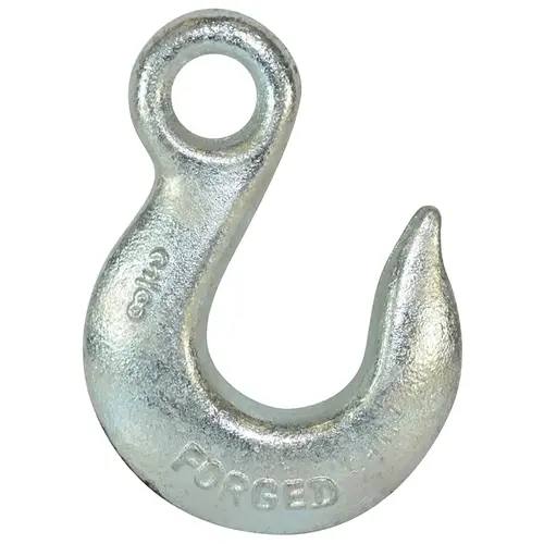 Eye Slip Hook, 3/8 in, 5400 lb Working Load, 43 Grade, Carbon Steel, Zinc