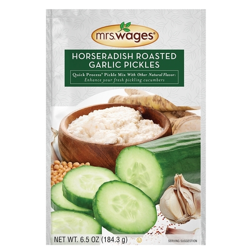 Mrs. Wages W667-J7425 Quick Process Pickle Mix, Horseradish Roasted Garlic Flavor, 6.5 oz