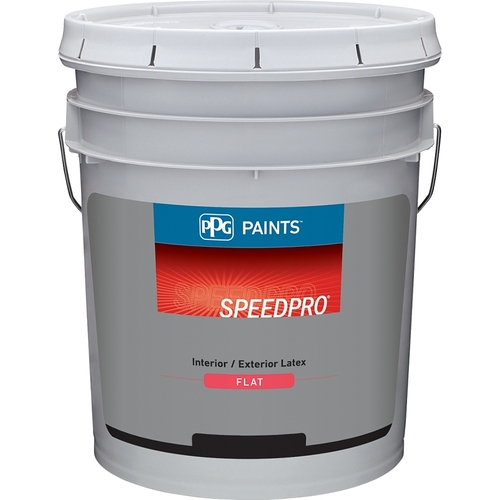 PPG 14-650/05 SPEEDPRO Interior Paint, Flat Sheen, White, 5 gal, 400 to 500 sq-ft/gal Coverage Area