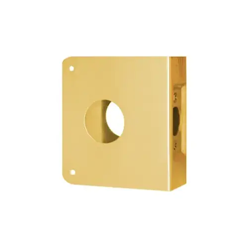 Door Wrap for Deadbolt 2-3/4" Backset, 1-3/4" Door, 4-1/4" W x 4-5/16" H, 1-1/2" Hole, Indent Latch Prep, 605/US3 Polish Brass