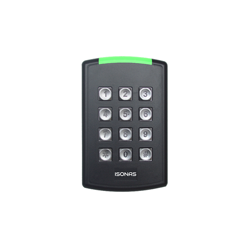 Isonas R-1-MCT-WK Pure IP, Wiegand MCT Reader with Keypad, Wall Mount, Single Gang, 12 Key, 125khz, 13.56 MHz, 8 Wire Pigtail, Indicating LED's, Tamper Detection, Backlit Keypad, 5-16VDC, IP55, FCC, IC, CE, Black