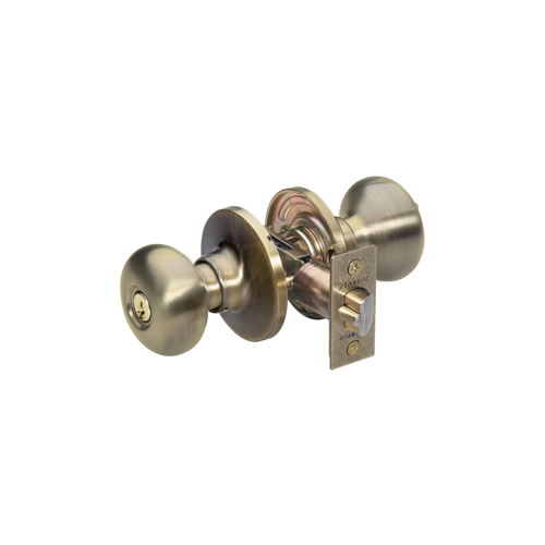 Biscuit Knob Entry Lockset Bright Polished Brass