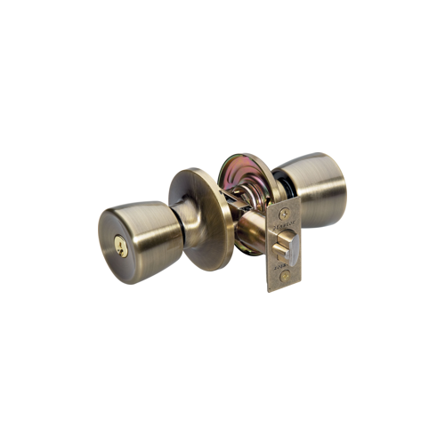 Tulip Knob Entry Lockset Satin Brass Blackened