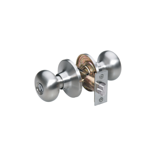 Biscuit Knob Entry Lockset Satin Nickel