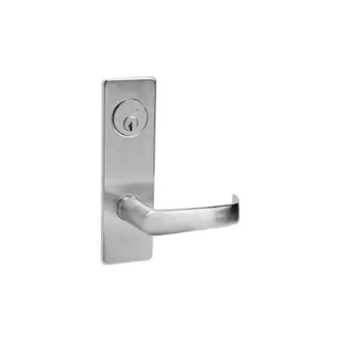 KIT - Entry or Office Mortise Lock with Toggle, Newport Lever with M Escutcheon Trim, Less 1-1/8 Mortise Cylinder, Handing is Field Reversible, ANSI Strike SS118, 626/US26D Satin Chrome