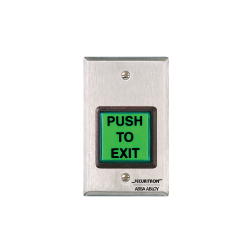 Securitron PB2E Push Button Momentary, Single Gang, Green / Red / Handicap Satin Stainless Steel Finish