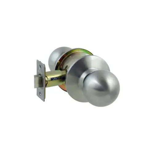 Grade 2 Passage Ball Knob, ANSI Strike (4-7/8" x 1-1/4"), 2-3/4" Backset, Satin 630/US32D Stainless Steel