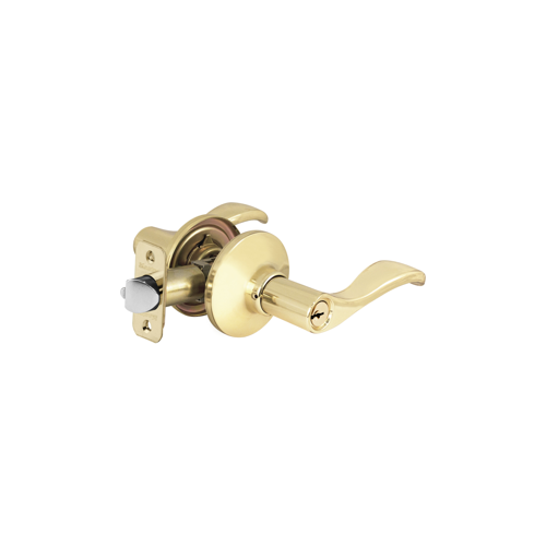 Wave Lever Entry Lockset Bright Polished Brass