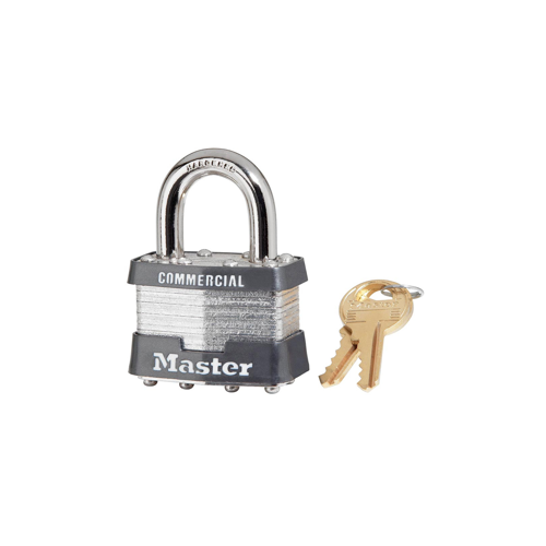 1-3/4 In. Wide Laminated Steel Body, 15/16 In. Tall 5/16 In. Diameter Hardened Steel Shackle, Non-Rekeyable 4 Pin Cylinder