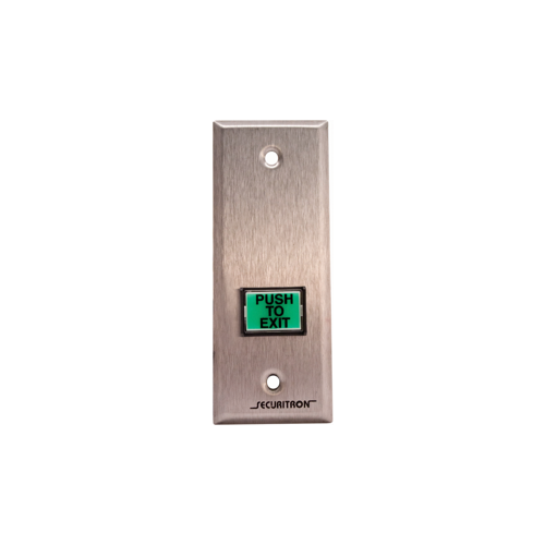 Securitron EEB3N Emergency Exit Button with 30 Second Timer Narrow Stile Green and Red Satin Stainless Steel Finish