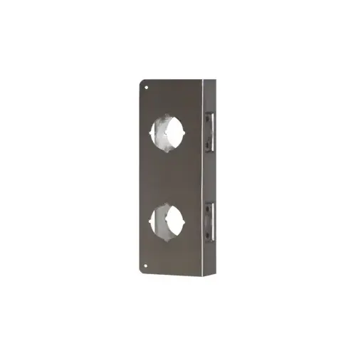 Double Hole Door Wrap 2-3/4" Backset, 1-3/4" Door, 4-1/4" W x 12" H, CTC 5-1/2", 2-1/8" Holes, Indent Latch Prep, 630/US32D Stainless Steel