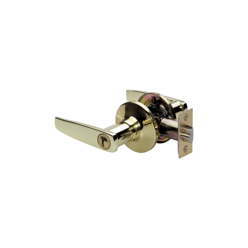 Straight Lever Privacy Lockset Bright Polished Brass