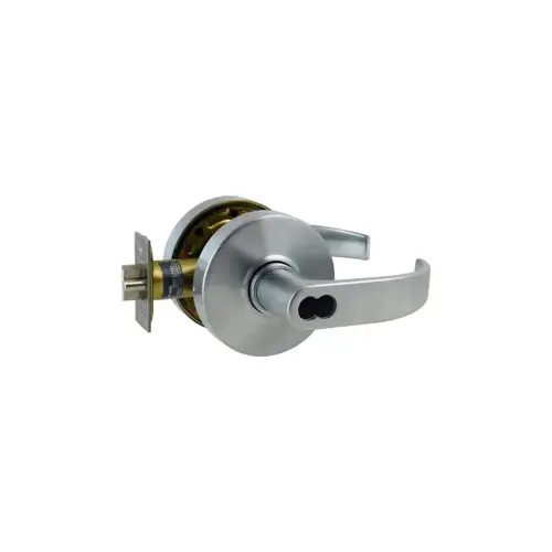 Grade 1 Storeroom Curved Lever, SFIC Small Format IC Prep, Less Core, ANSI Strike (4-7/8" x 1-1/4"), 2-3/4" Backset, 626/US26D Satin Chrome