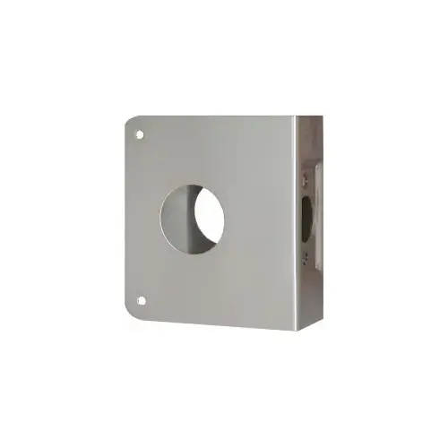 Door Wrap for Deadbolt 2-3/4" Backset, 1-3/4" Door, 4-1/4" W x 4-5/16" H, 1-1/2" Hole, Indent Latch Prep, 630/US32D Stainless Steel