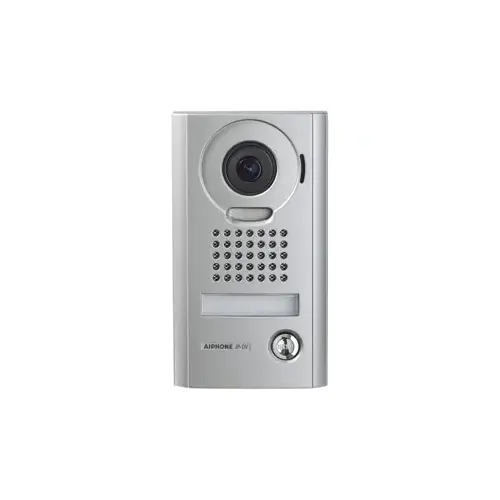 Aiphone JP-DV JP Series Surface Mount 1-Channel Color Video Door Station Intercom with Weather Resistant, Aluminum Stainless Look