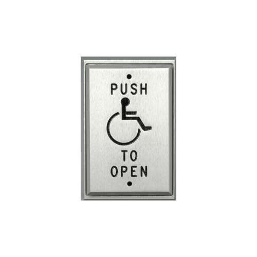 Push Plate, Single Gang, Pneumatic Time Delay, 2-60 Sec, "PUSH TO EXIT", Black Fill, Aluminum