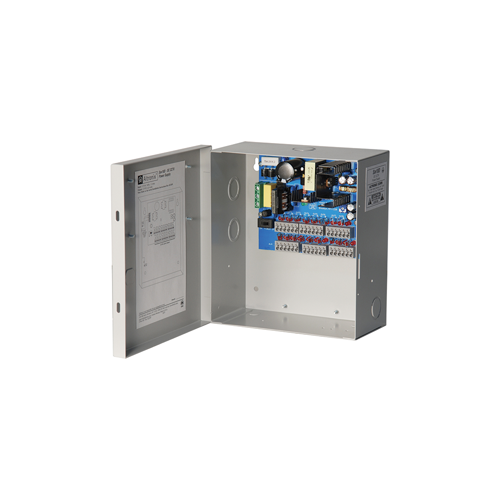 DC CCTV Power Supply, 115VAC 60Hz at 1.5A or 230VAC 50Hz at 0.75A Input, 18 PTC Protected Class 2 Outputs 12VDC at 5A Max Total Current, Grey Enclosure