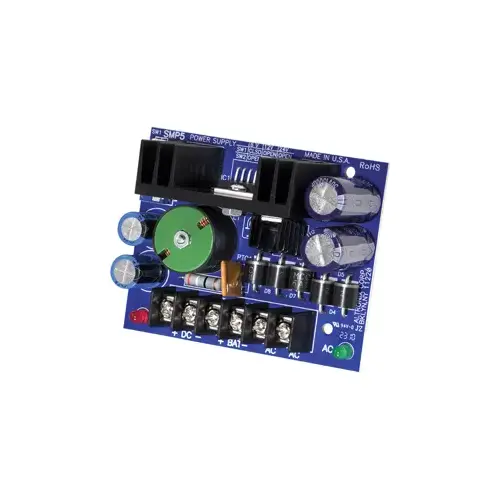 Switching Power Supply Board, 6VDC Application use TP1640, 12VDC Application use T2428100, 24VDC Application use T2428175, 6/12/24VDC at 4A Output