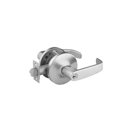 Classroom Cylindrical Lock Grade 2 with L Lever and L Rose and ASA Strike Less Cylinder Satin Chrome Finish