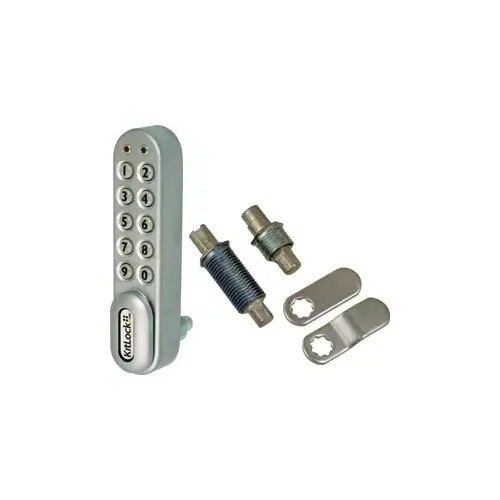 Codelock KL1000KIT SG Electronic Cam Cabinet Lock, Vertical Mount, 3/8" to 1-1/8" Spindle Length, Upgraded Batteries, Silver Grey Finish