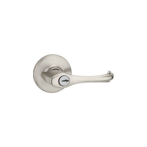 Kwikset 405DNL15-6ALRCS K4 Dorian Entry Lever, KW1 Keyway, Keyed Alike 4, 6-Way Adjustable Latch 2-3/8"-2-3/4" Backset, Grade 3, Satin Nickel US15/619