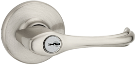 Kwikset 405DNL15-6ALRCS SMT K4 Dorian Entry Lever, KW1 SmartKey, 6-Way Adjustable Latch 2-3/8"-2-3/4" Backset, Grade 3, Satin Nickel US15/619