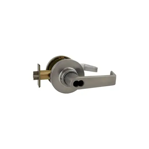 SFIC - Classroom Lever Lockset,Rigid Lever, Small Format IC, Less Core, 2-3/4" Backset, ANSI Strike, Grade 1, Satin Chrome US26D/626