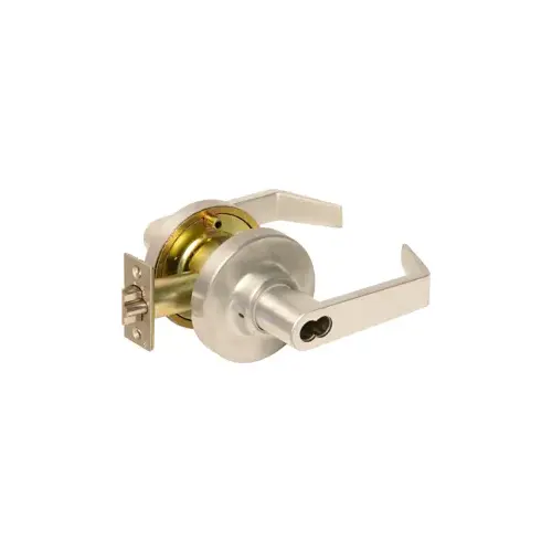 SFIC - Classroom Clutched Lever Lockset, Small Format IC, Less Core, 2-3/4" Backset, ANSI Strike, Grade 1, 605/US3 Bright Brass