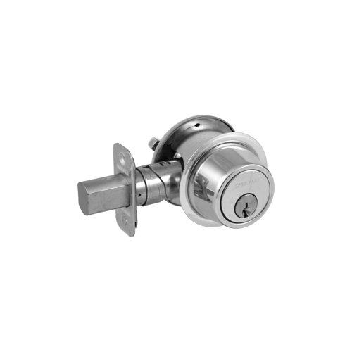 Single Cylinder Deadbolt, Grade 2, Adjustable 2-3/8" or 2-3/4" Backset, Bright Chrome