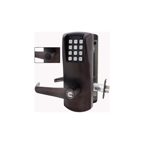 E-Plex 2000 Series Electronic Pushbutton Cylindrical Lever Lock Dark Bronze