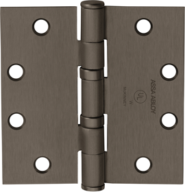 McKinney TA2714 4.5 X 4.5 US10A NRP 5-Knuckle Hinge, Standard Weight, Full Mortise, Oil Impregnated Bearing (TA), 4.5" x 4.5" (4545), Steel Base, Antique Bronze, Oiled and Lacquered US10A, (NRP) Non-Removable Pin