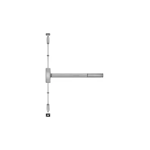 48" Surface Vertical Rod Exit Device, Key Retracts Latchbolt, 4' Device, Satin Stainless Steel