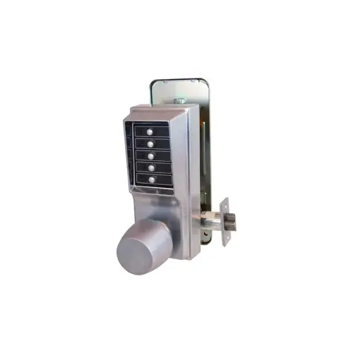 1000 Series Mechanical Pushbutton Cylindrical Knob Lock, Satin Chrome