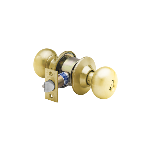 Storeroom Knob, Marks C Keyway, 6 Pin, Keyed Different, 2-3/4" Backset, T-Strike, Grade 2, Bright Brass US3/605