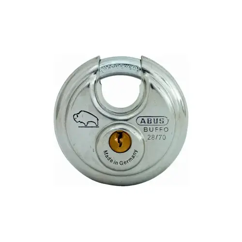 Buffo Diskus Padlock 2-3/4" Wide, 3/8" Diameter Hardened Steel Shackle, Keyed Alike, Boxed