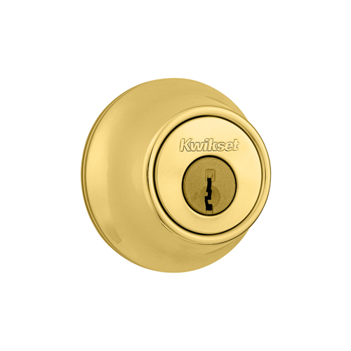 Single Cylinder Deadbolt, KW1 SmartKey, Radius Corner Adjustable Latch 2-3/8"-2-3/4" Backset, Grade 3, Bright Brass US3/605